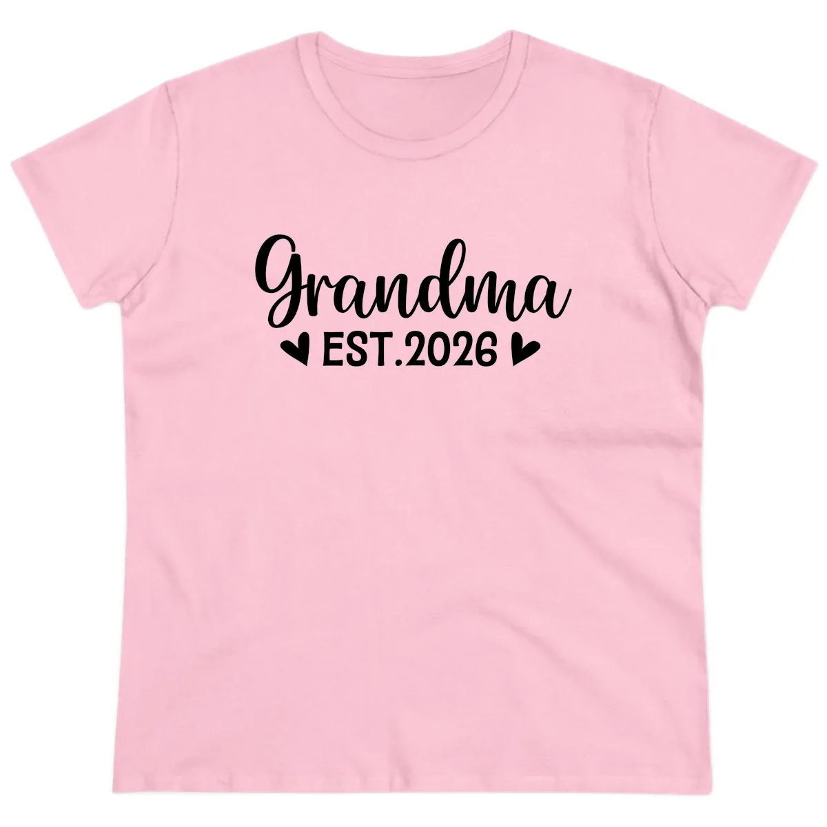 Grandma Est. 2026 Announcement Ladies Tee in Light Pink