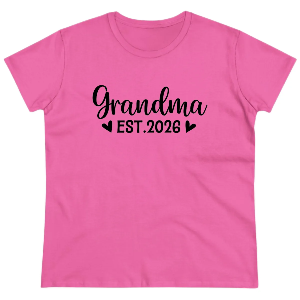 Grandma Est. 2026 Announcement Ladies Tee in Azalea