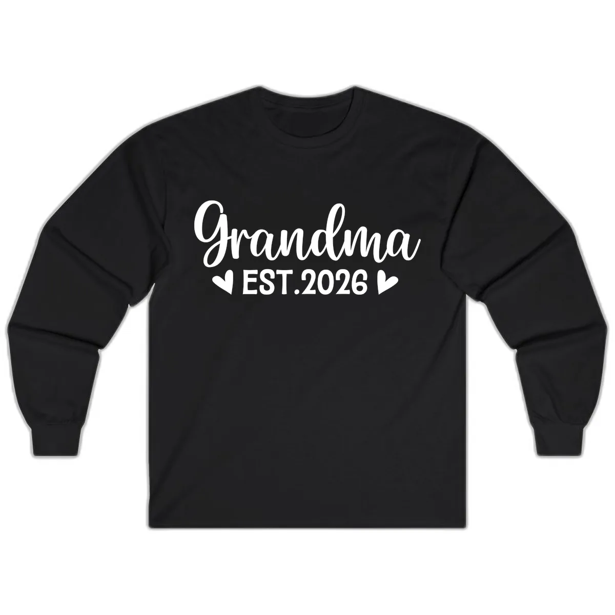 Grandma Est. 2026 Announcement Long Sleeve in Black