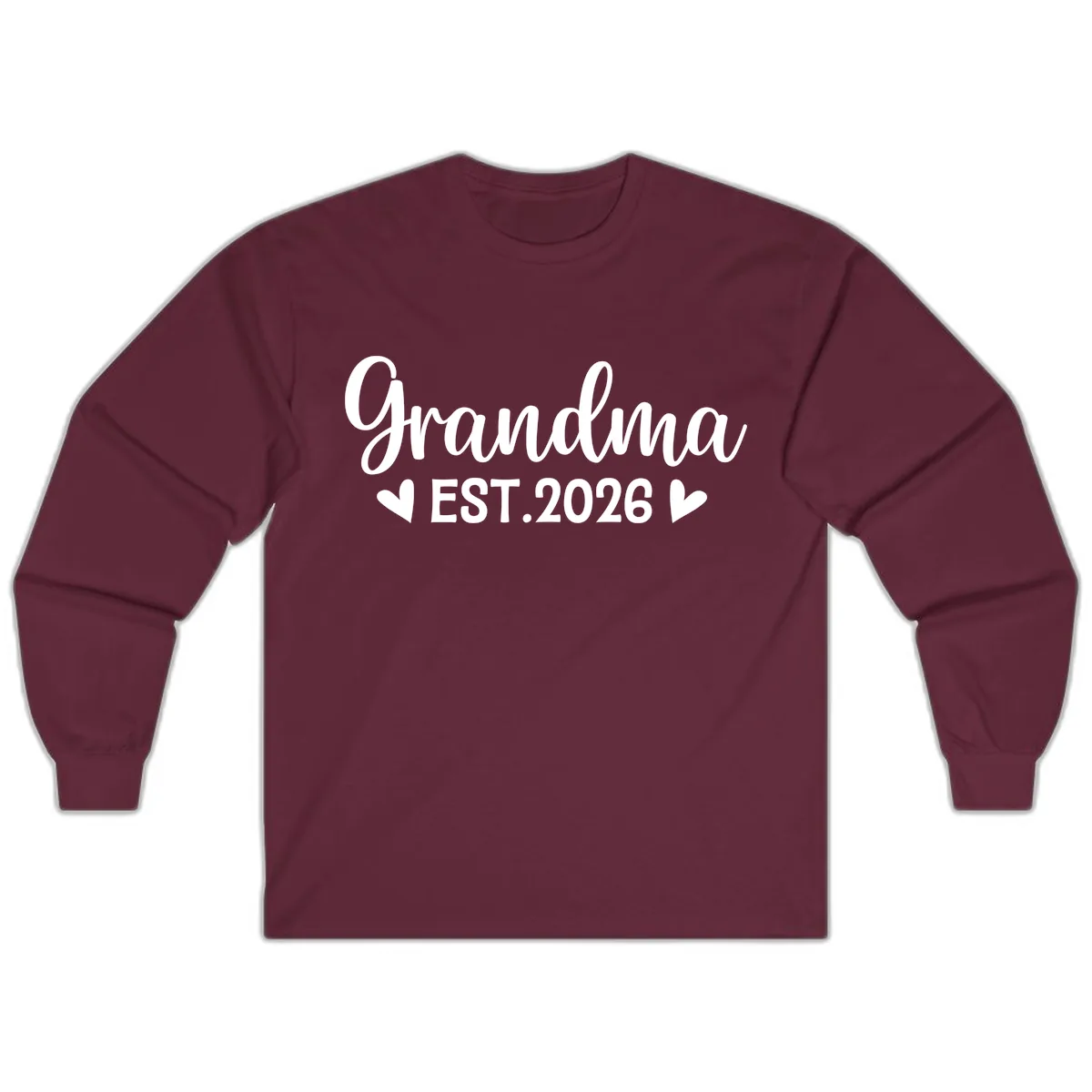 Grandma Est. 2026 Announcement Long Sleeve in Maroon