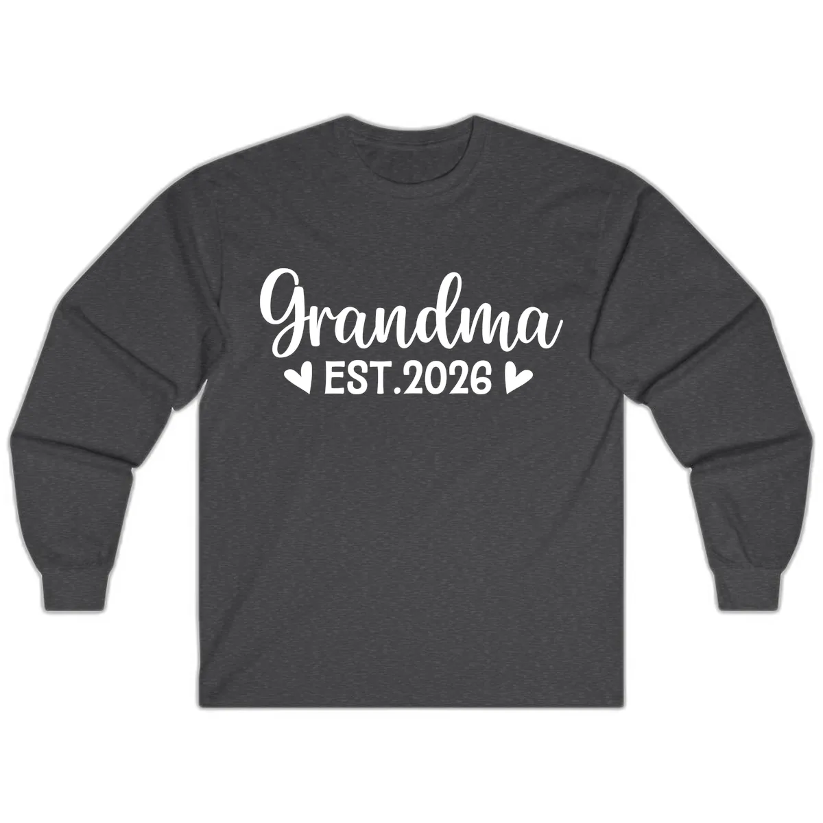 Grandma Est. 2026 Announcement Long Sleeve in Dark Heather