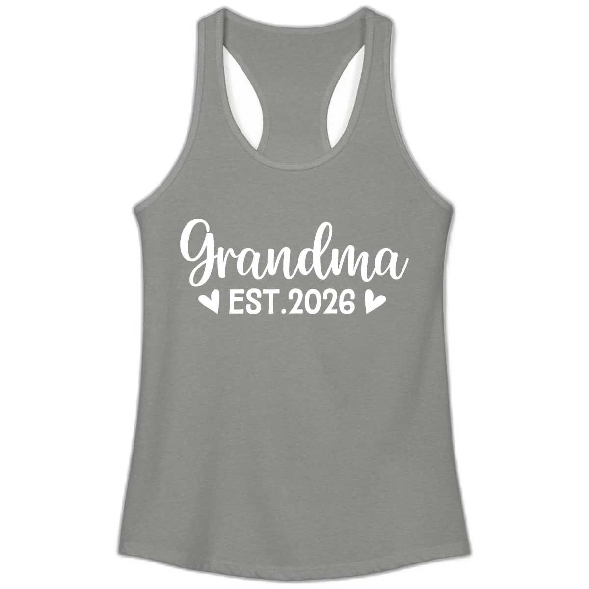 Grandma Est. 2026 Announcement Ladies Tank in Heather Grey