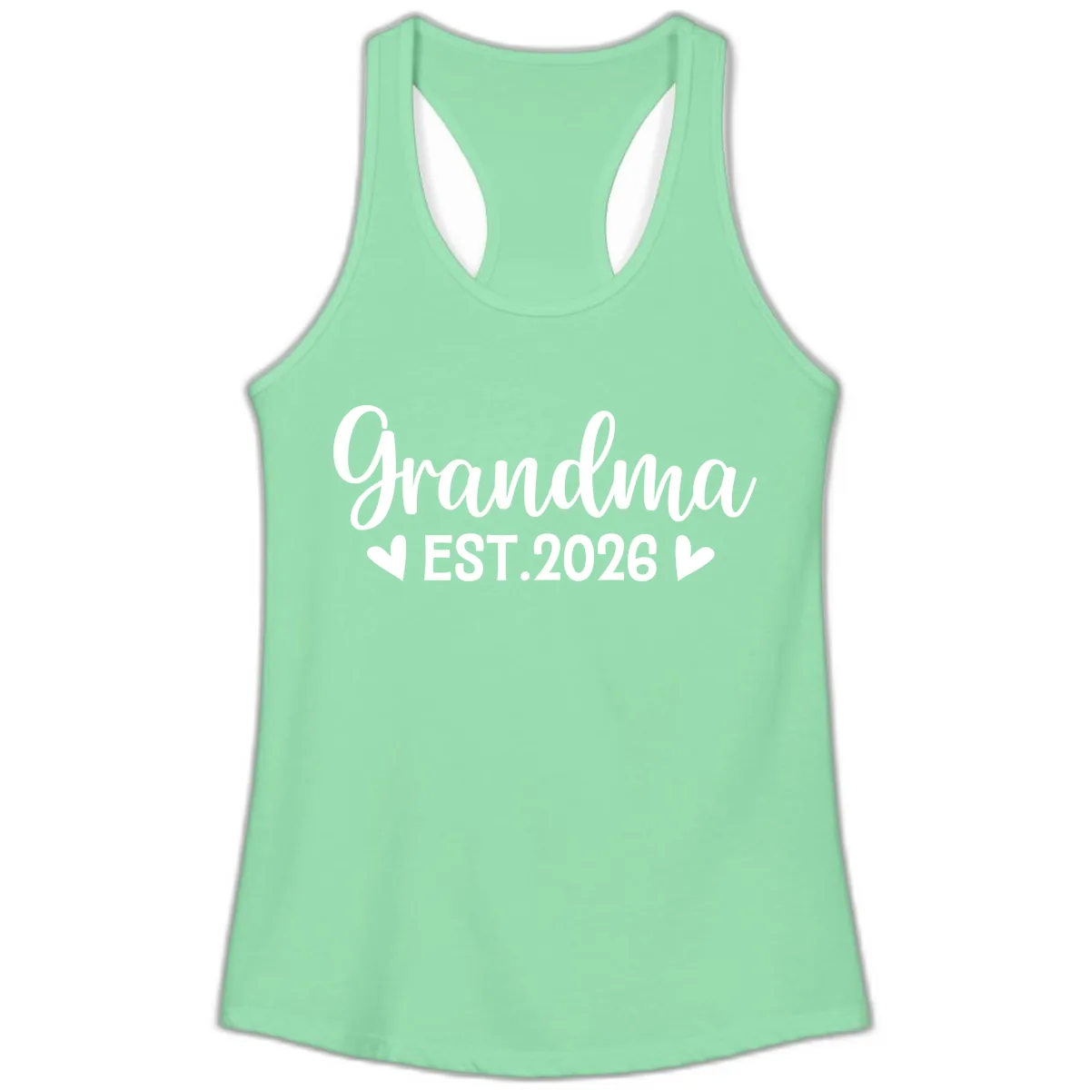 Grandma Est. 2026 Announcement Ladies Tank in Solid Mint