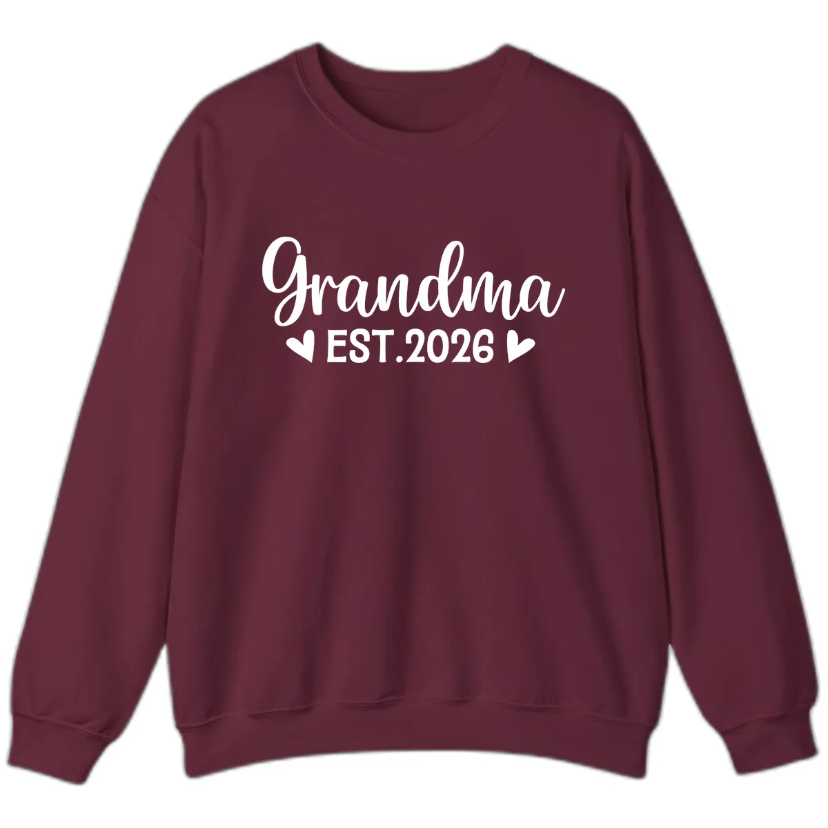 Grandma Est. 2026 Announcement Sweatshirt in Maroon
