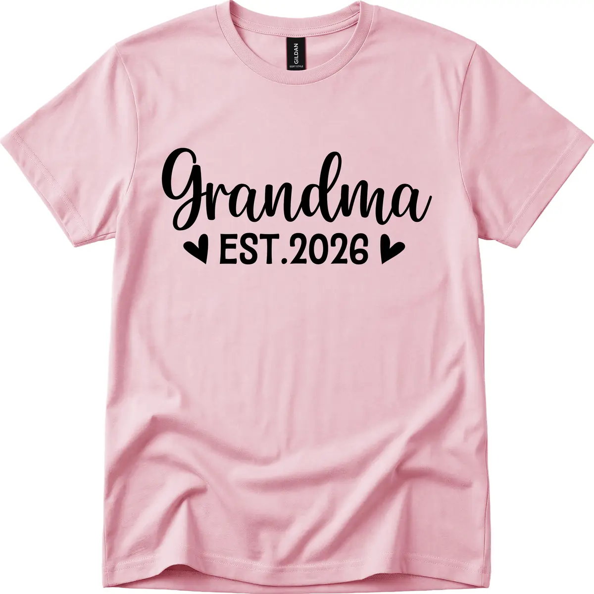 Grandma Est. 2026 Announcement T-Shirt in Light Pink