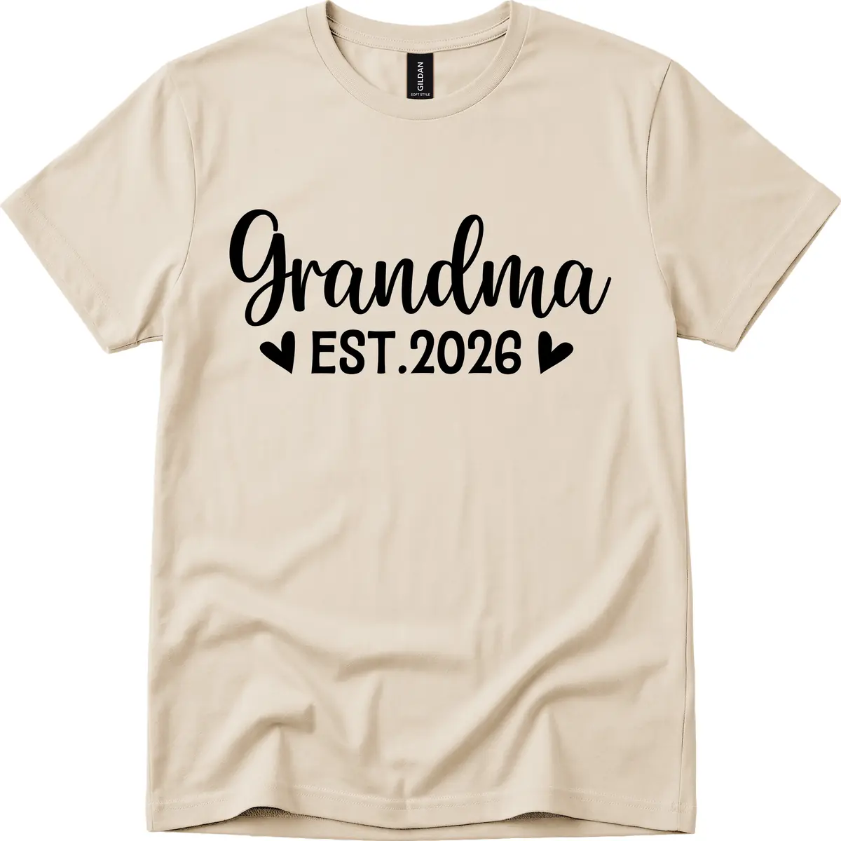 Grandma Est. 2026 Announcement T-Shirt in Sand