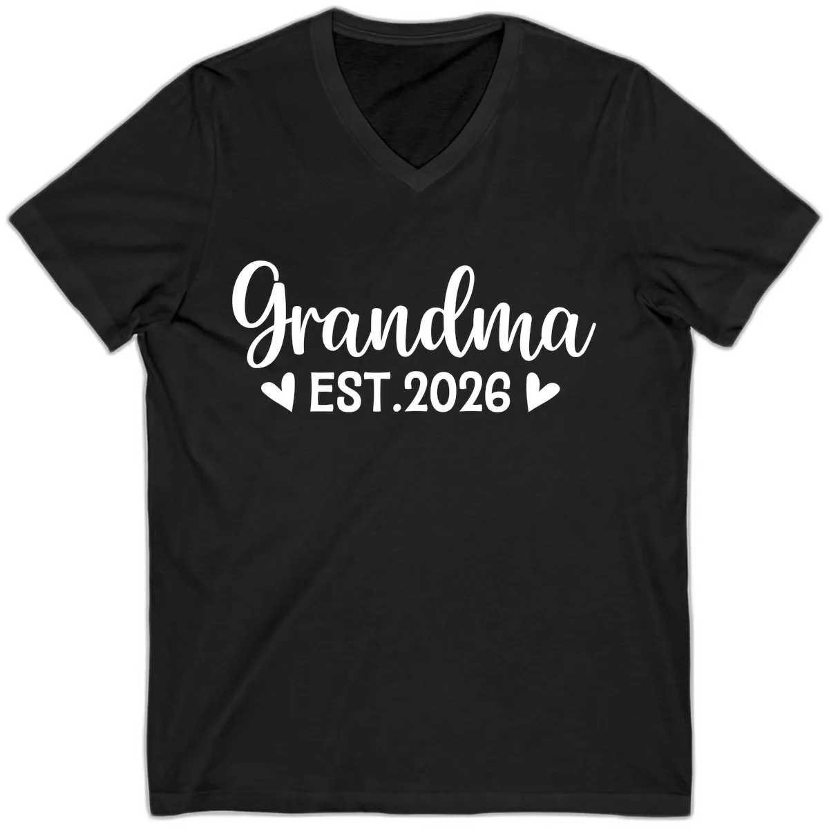 Grandma Est. 2026 Announcement V-Neck in Black