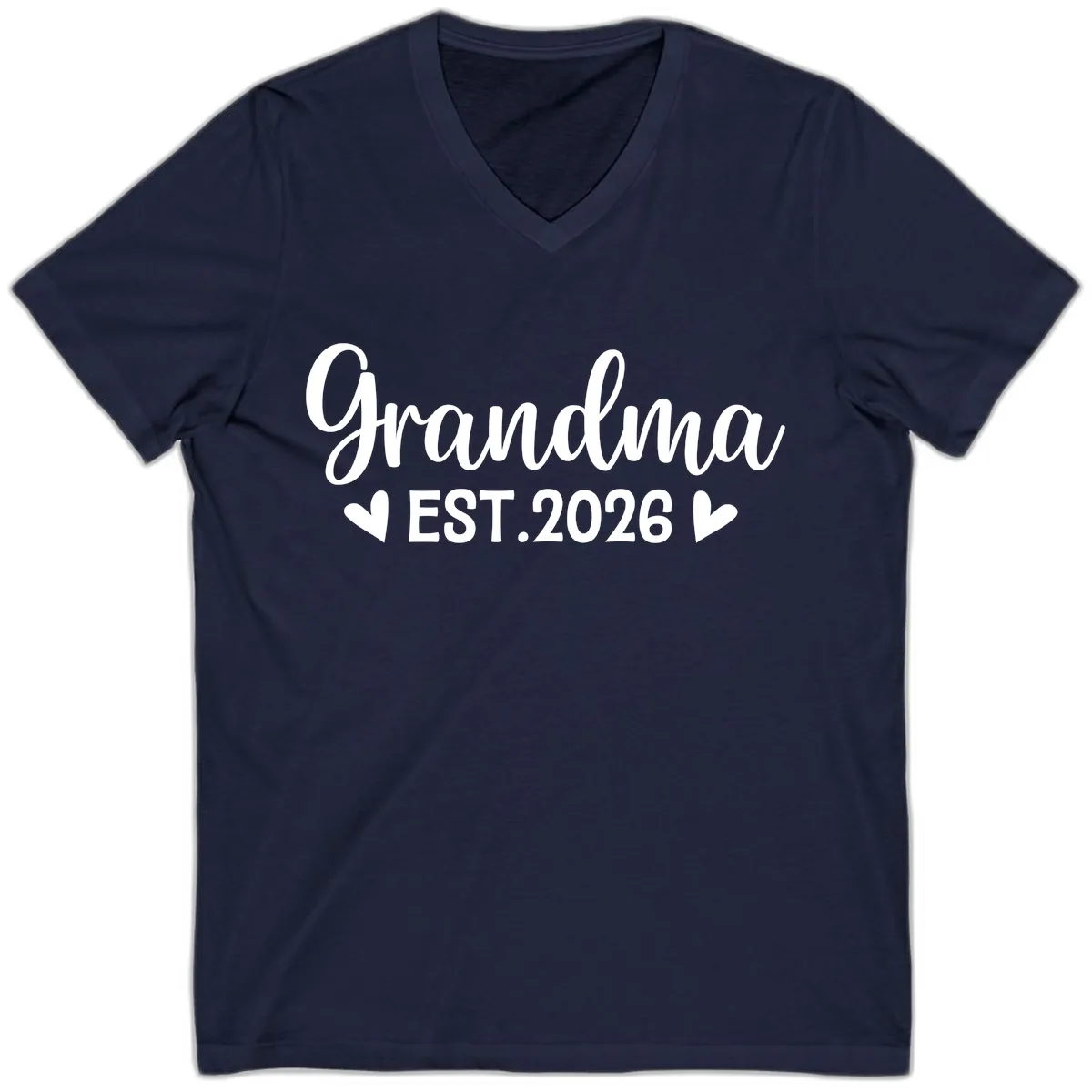 Grandma Est. 2026 Announcement V-Neck in Navy