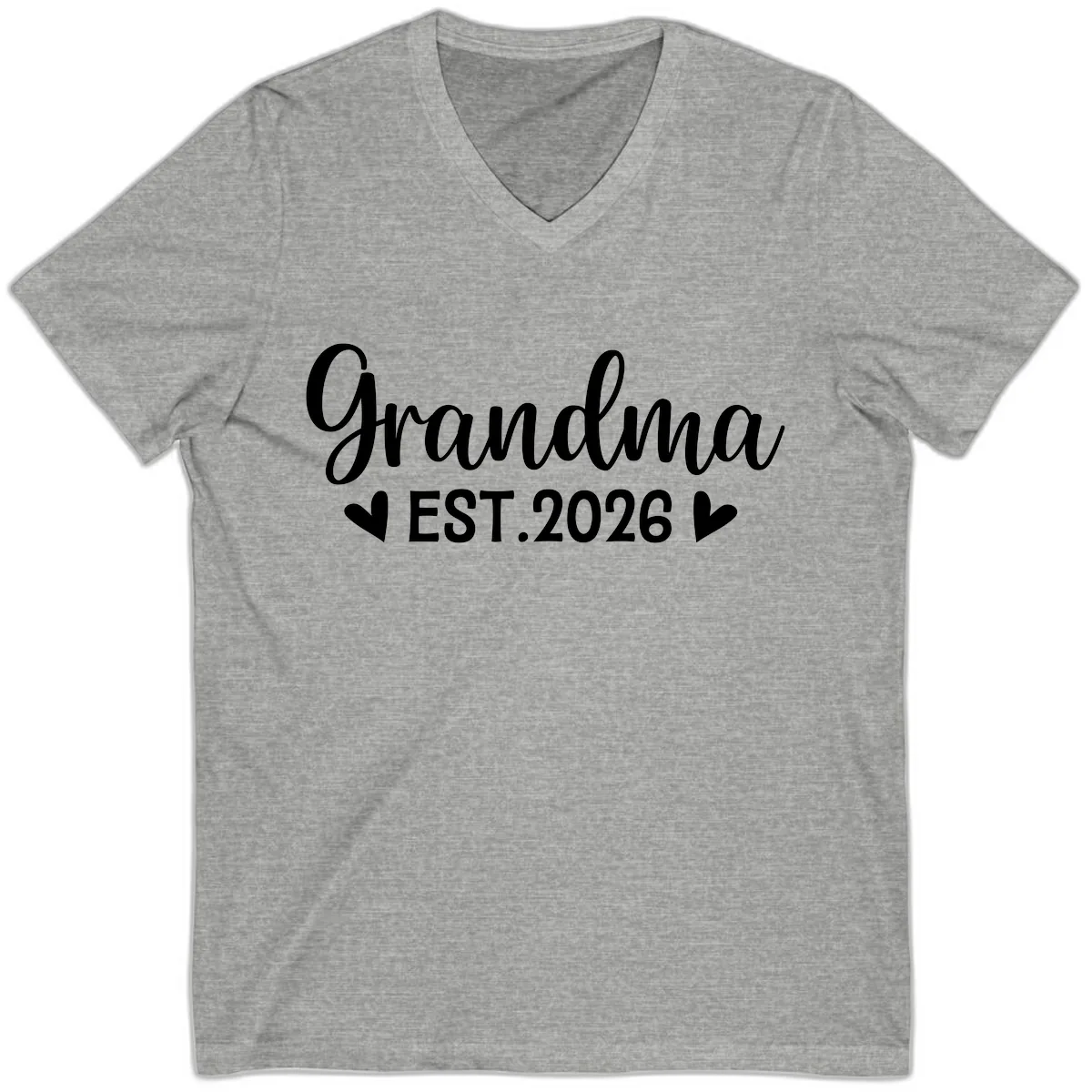 Grandma Est. 2026 Announcement V-Neck in Athletic Heather