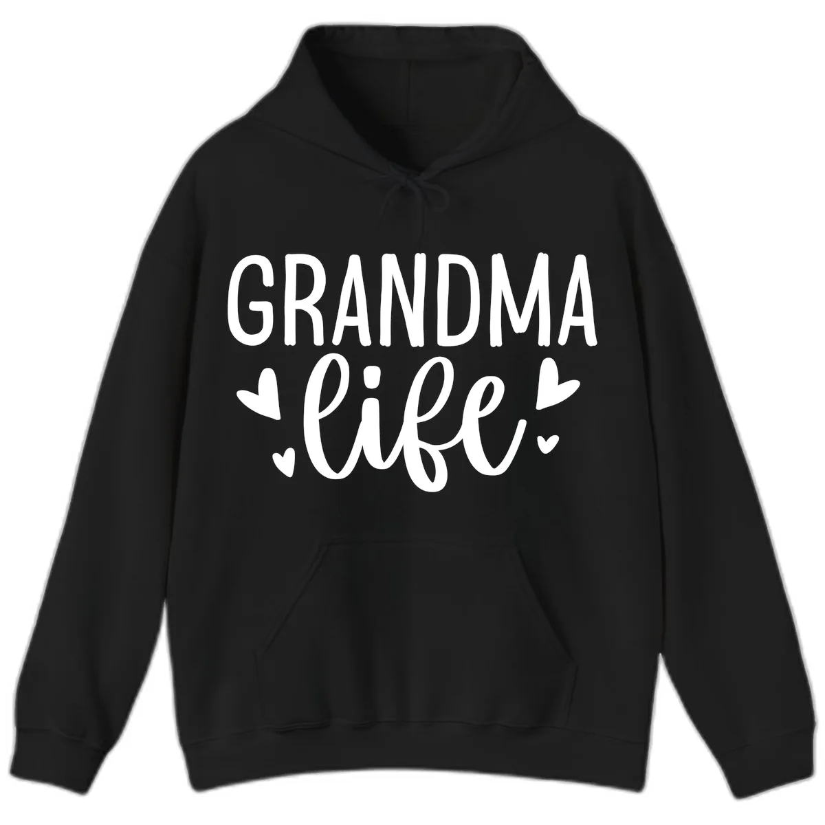 Grandma Life Heart Graphic Hoodie in Black