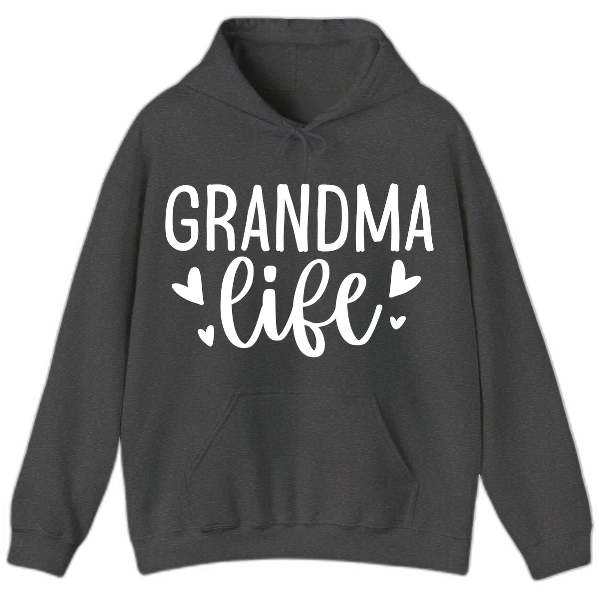 Grandma Life Heart Graphic Hoodie in Dark Heather