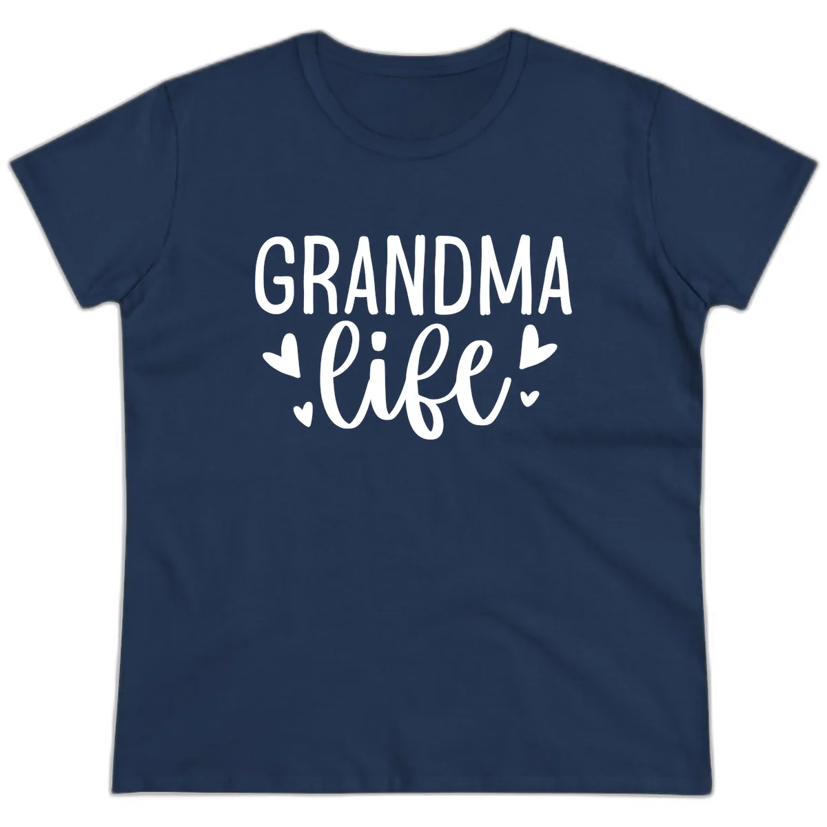 Grandma Life Heart Graphic Ladies Tee in Navy