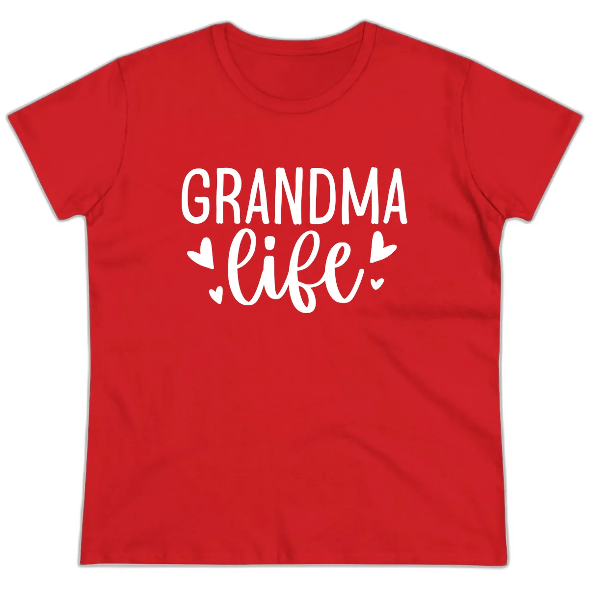 Grandma Life Heart Graphic Ladies Tee in Red