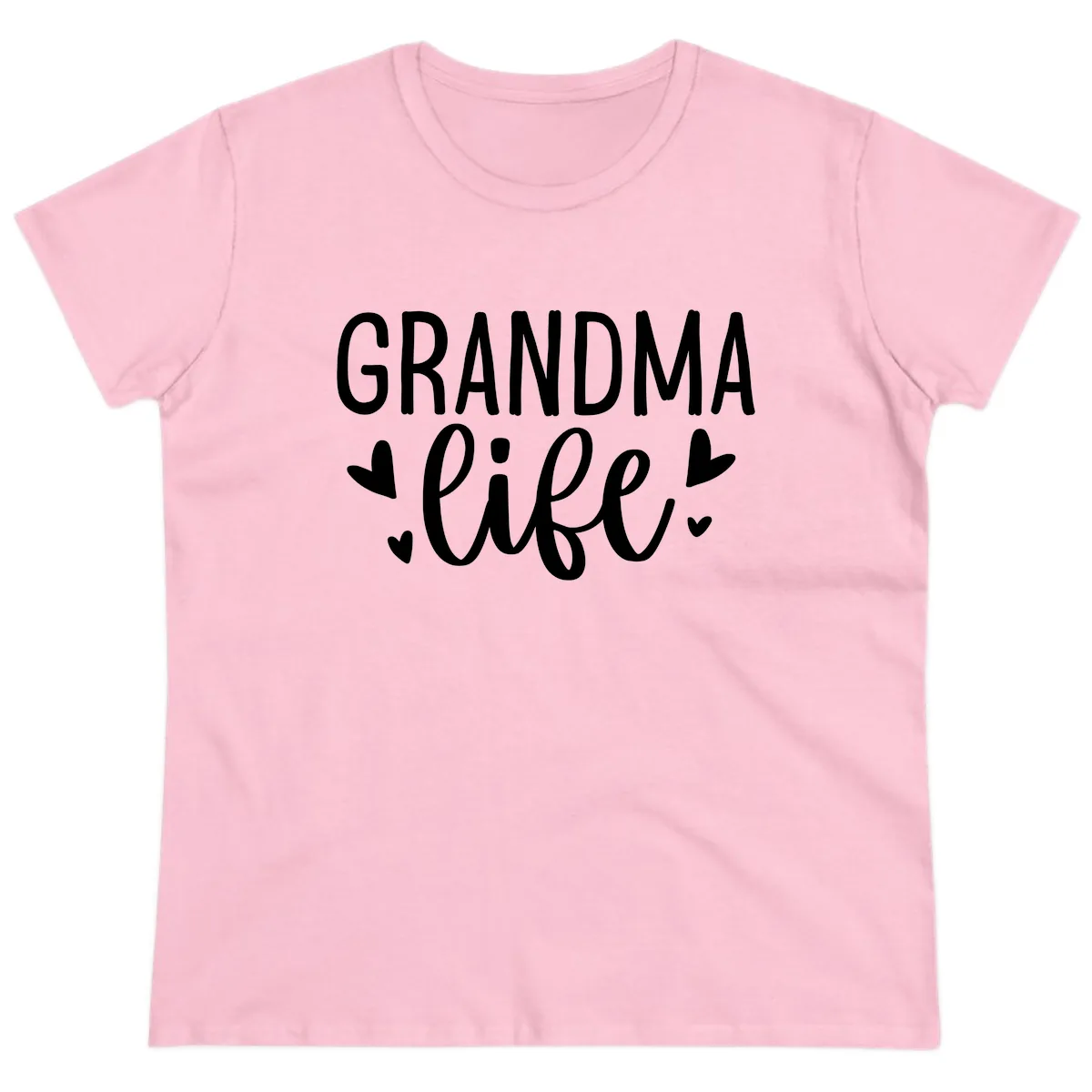 Grandma Life Heart Graphic Ladies Tee in Light Pink