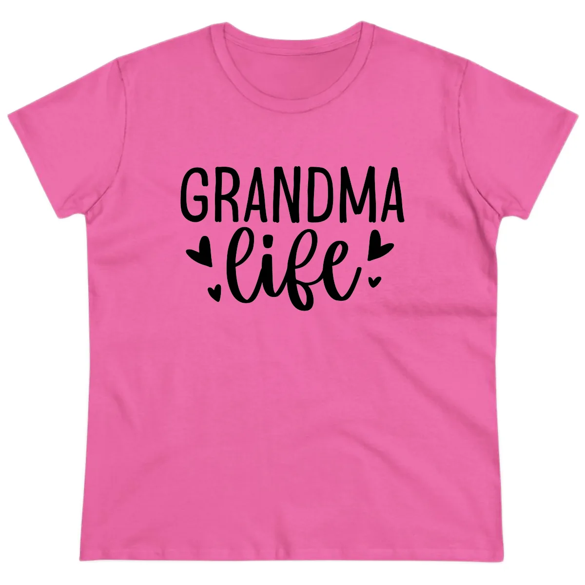 Grandma Life Heart Graphic Ladies Tee in Azalea