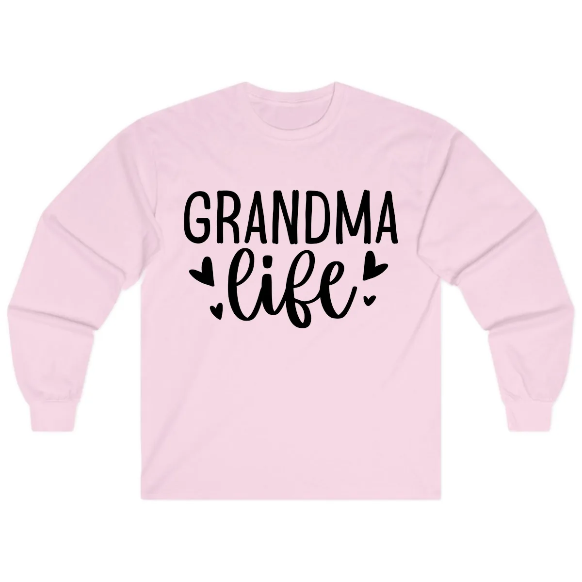 Grandma Life Heart Graphic Long Sleeve in Light Pink