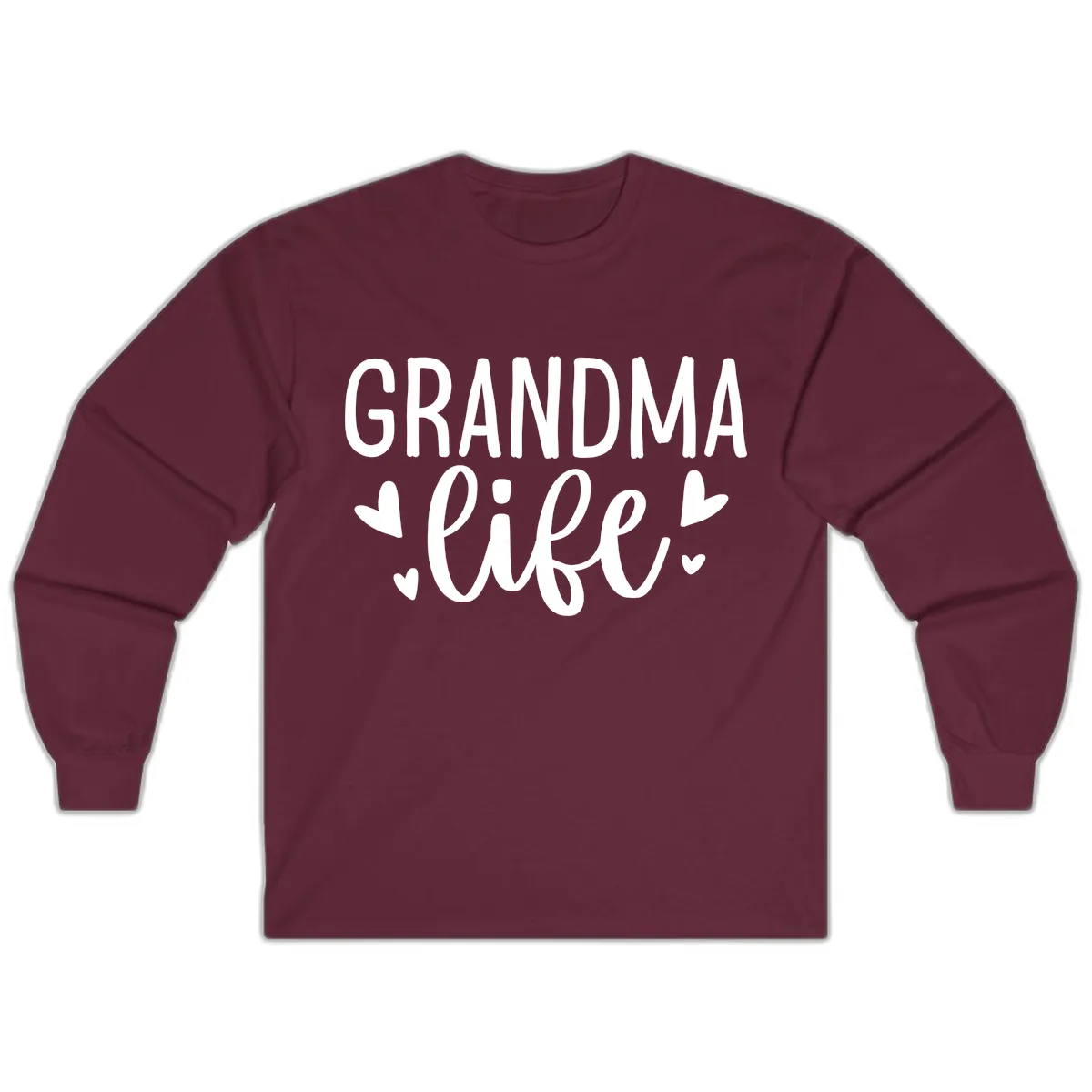Grandma Life Heart Graphic Long Sleeve in Maroon