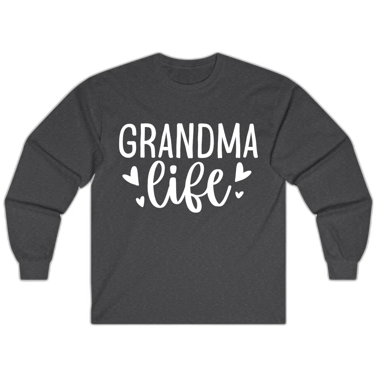 Grandma Life Heart Graphic Long Sleeve in Dark Heather