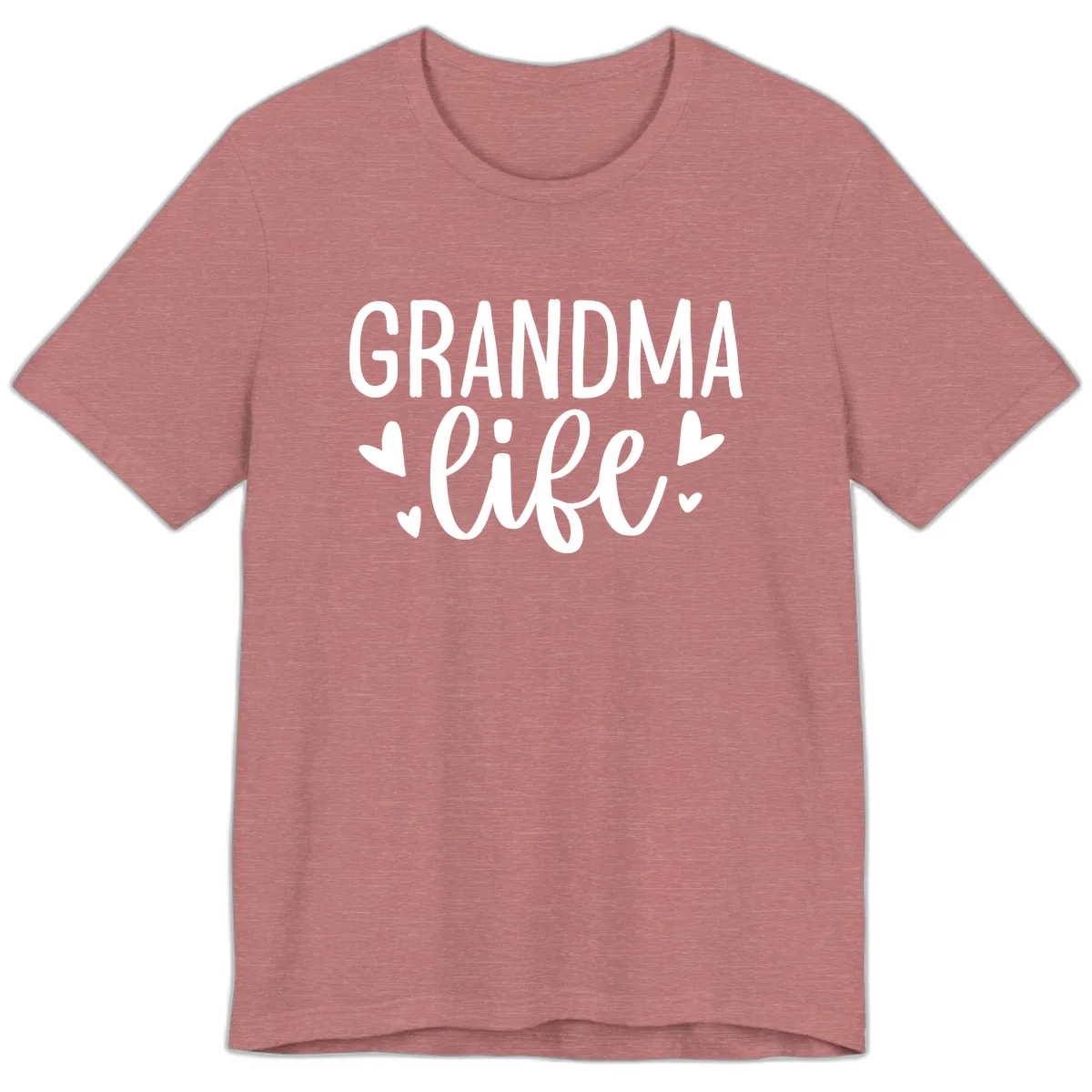 Grandma Life Heart Graphic Premium T-Shirt in Heather Mauve