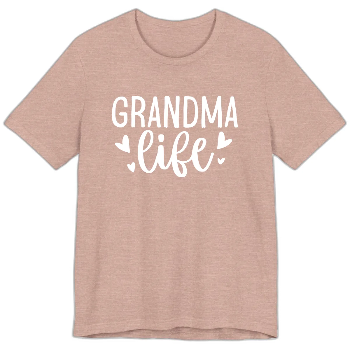 Grandma Life Heart Graphic Premium T-Shirt in Heather Prism Peach