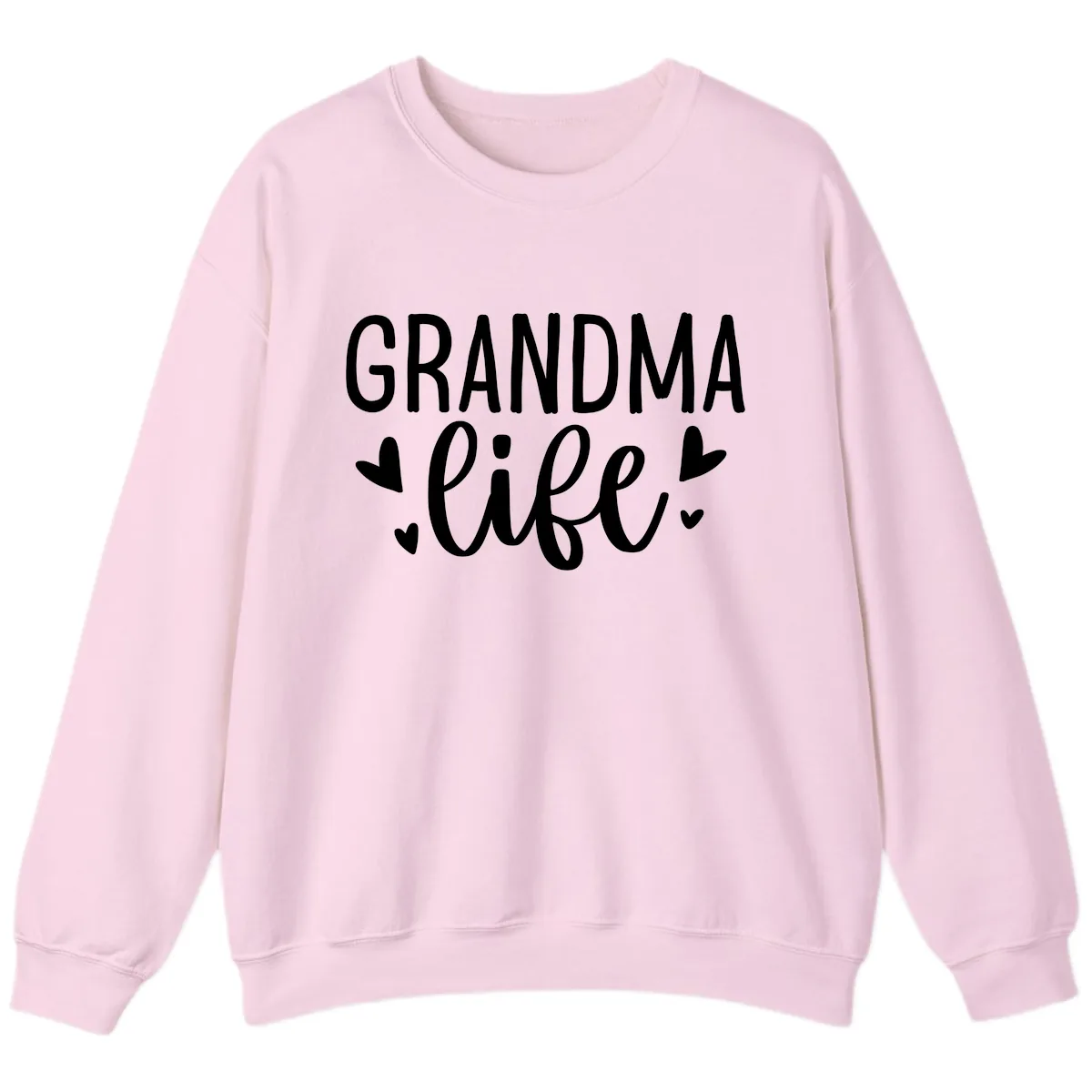 Grandma Life Heart Graphic Sweatshirt in Light Pink
