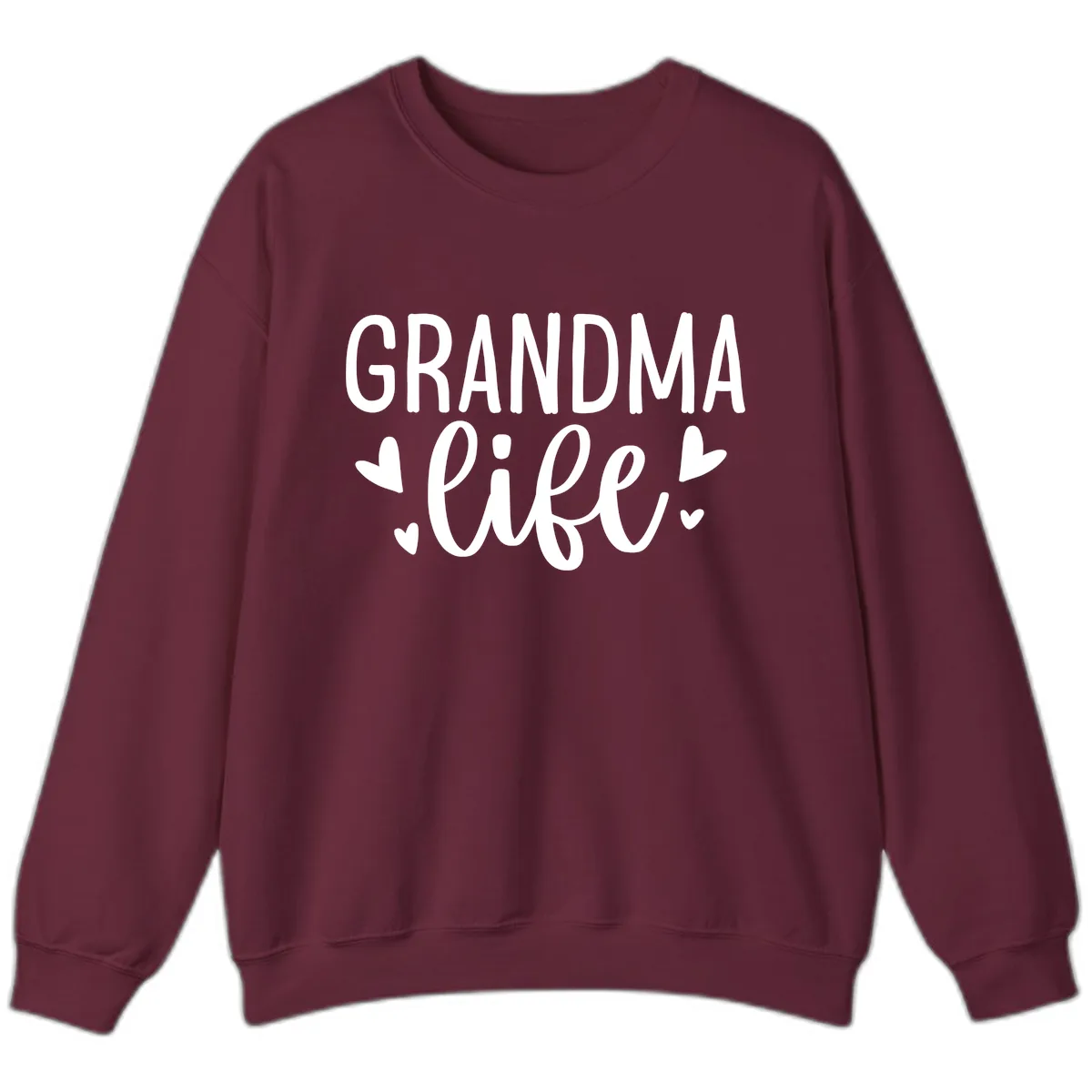 Grandma Life Heart Graphic Sweatshirt in Maroon