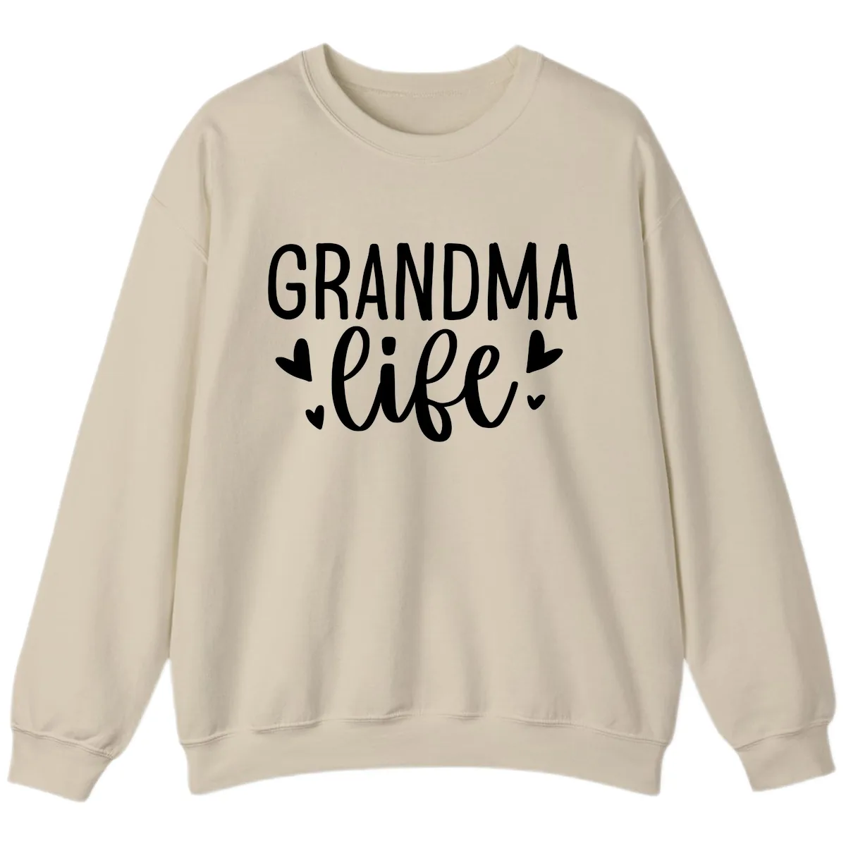 Grandma Life Heart Graphic Sweatshirt in Sand