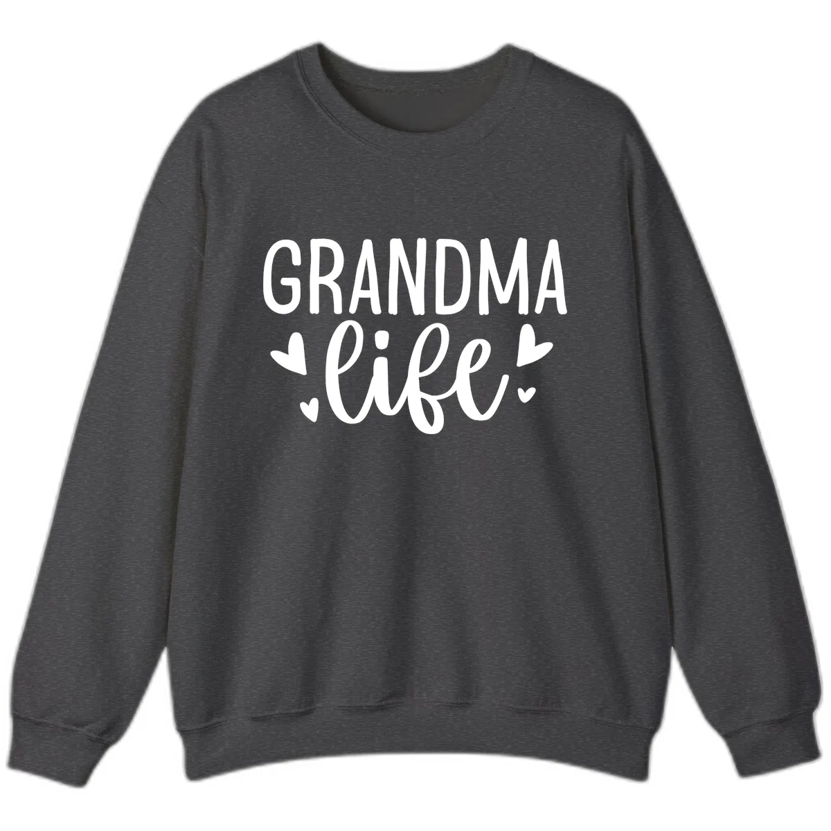 Grandma Life Heart Graphic Sweatshirt in Dark Heather