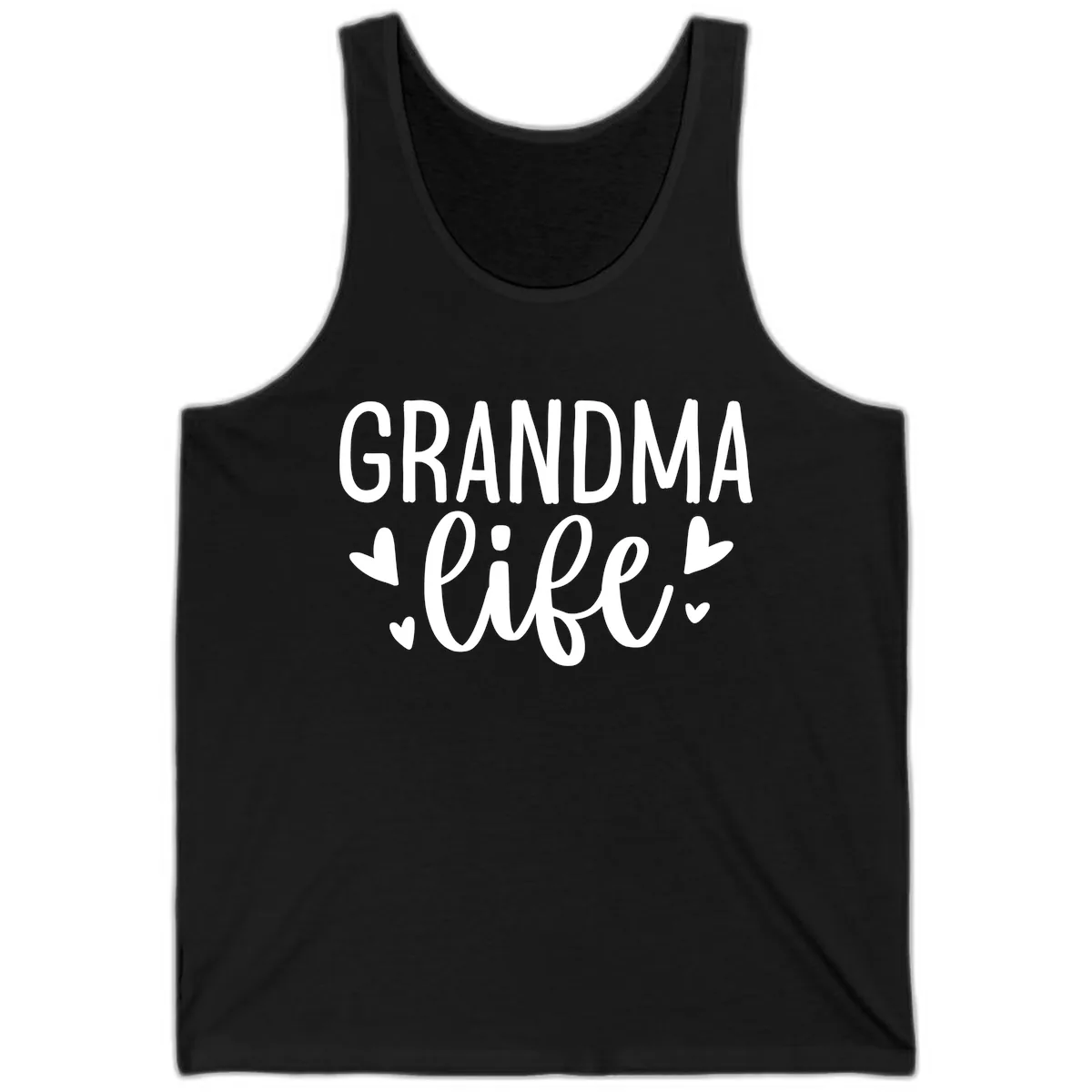 Grandma Life Heart Graphic Tank in Black