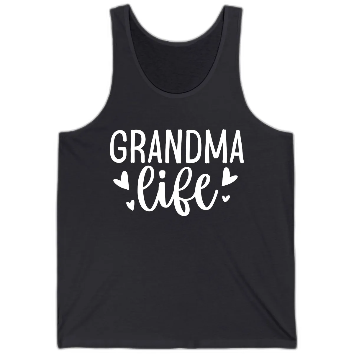 Grandma Life Heart Graphic Tank in Dark Grey
