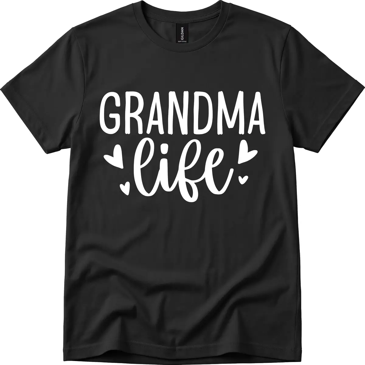 Grandma Life Heart Graphic T-Shirt in Black