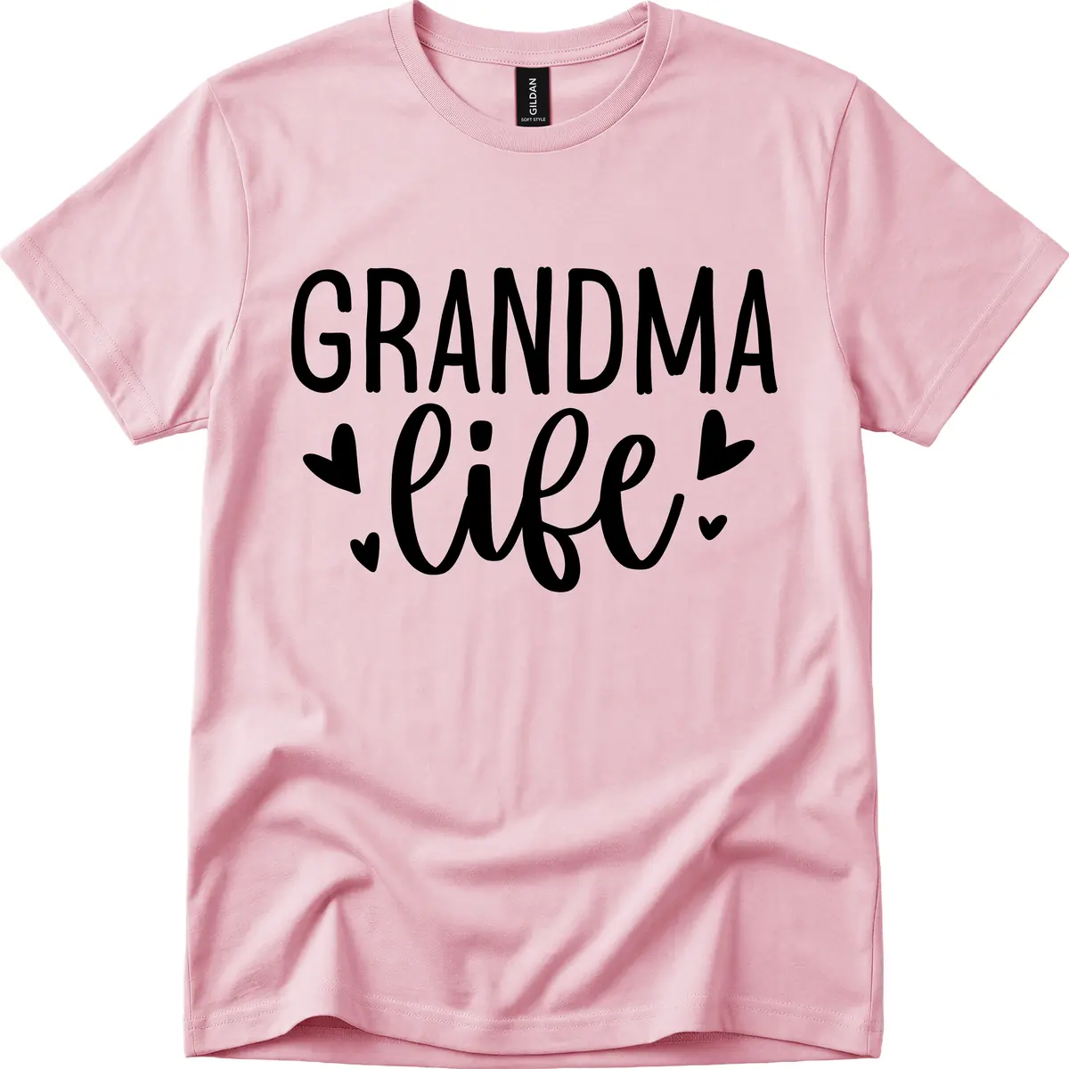 Grandma Life Heart Graphic T-Shirt in Light Pink
