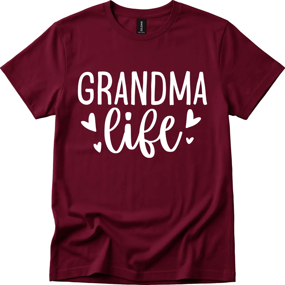 Grandma Life Heart Graphic T-Shirt in Maroon