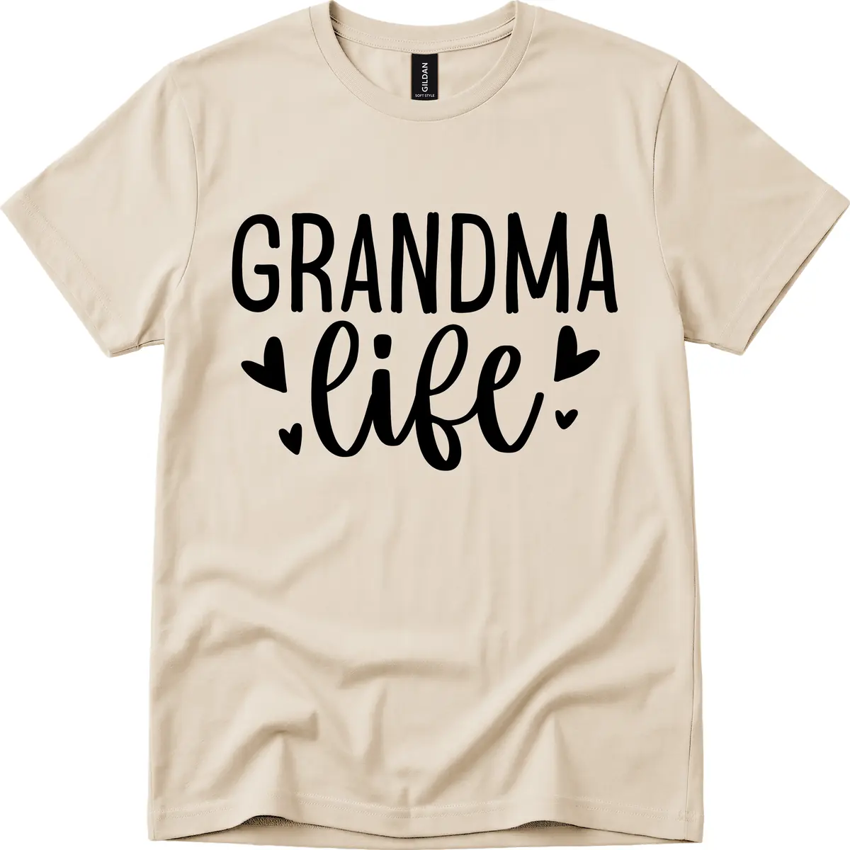 Grandma Life Heart Graphic T-Shirt in Sand