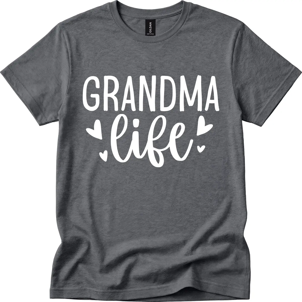 Grandma Life Heart Graphic T-Shirt in Dark Heather