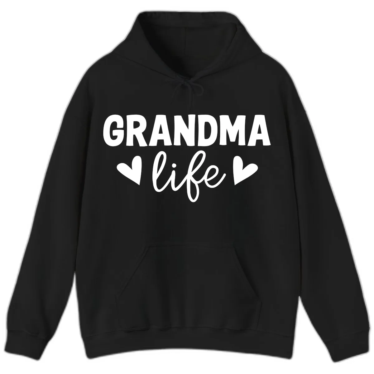 Grandma Life Typography Design Hoodie in Black