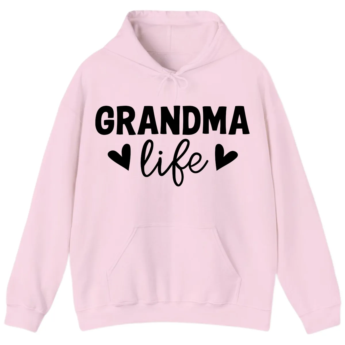 Grandma Life Typography Design Hoodie in Light Pink