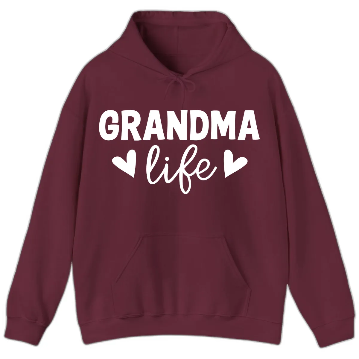 Grandma Life Typography Design Hoodie in Maroon