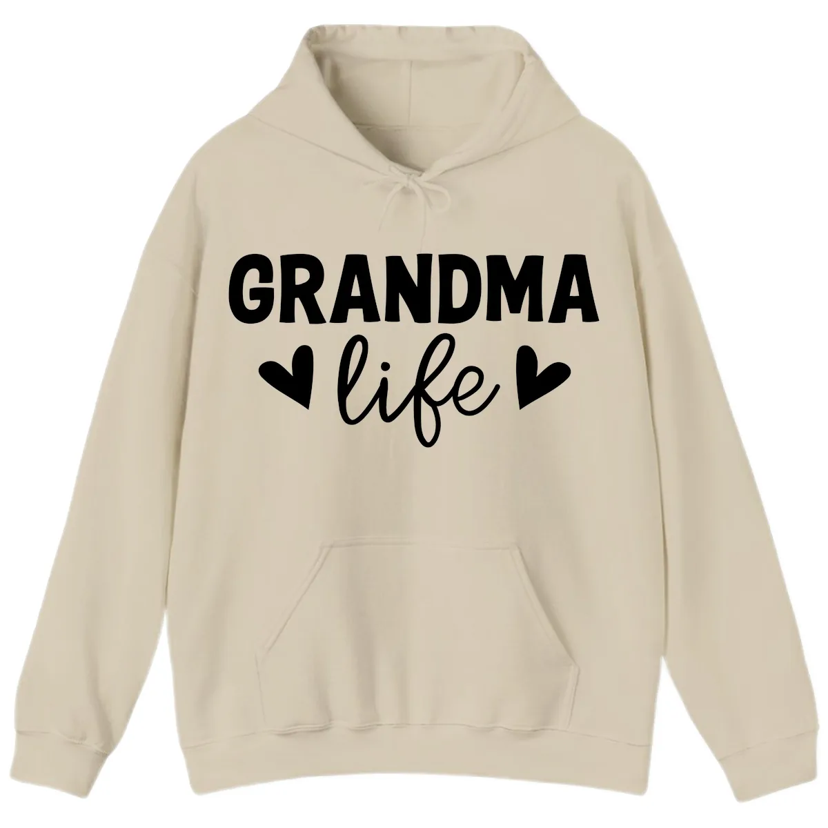 Grandma Life Typography Design Hoodie in Sand