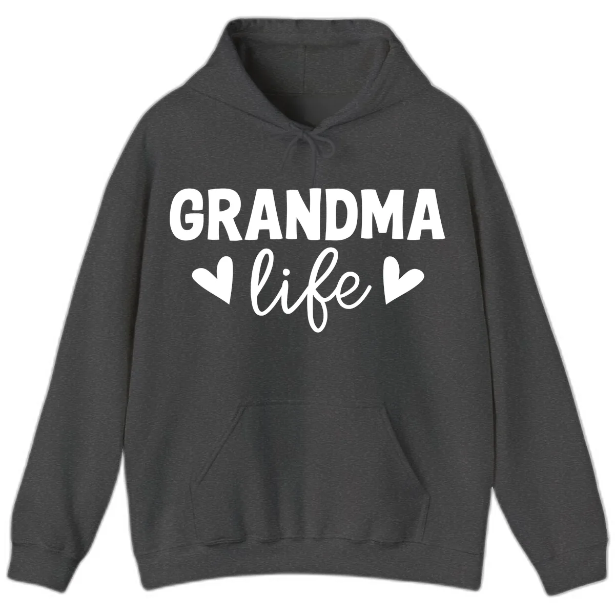 Grandma Life Typography Design Hoodie in Dark Heather