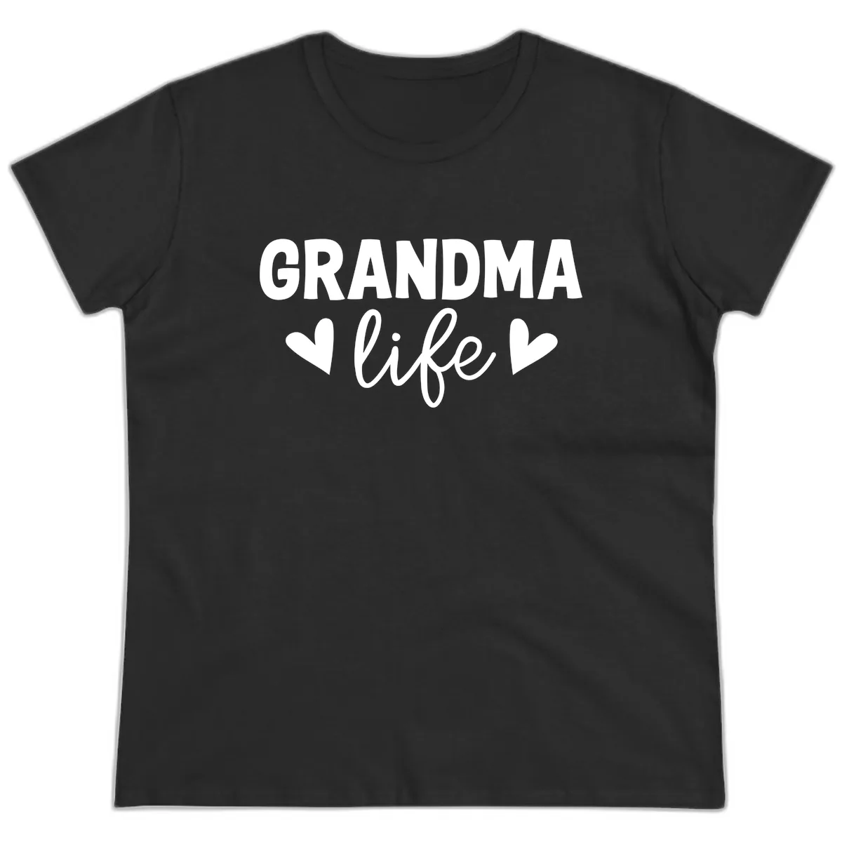 Grandma Life Typography Design Ladies Tee in Black