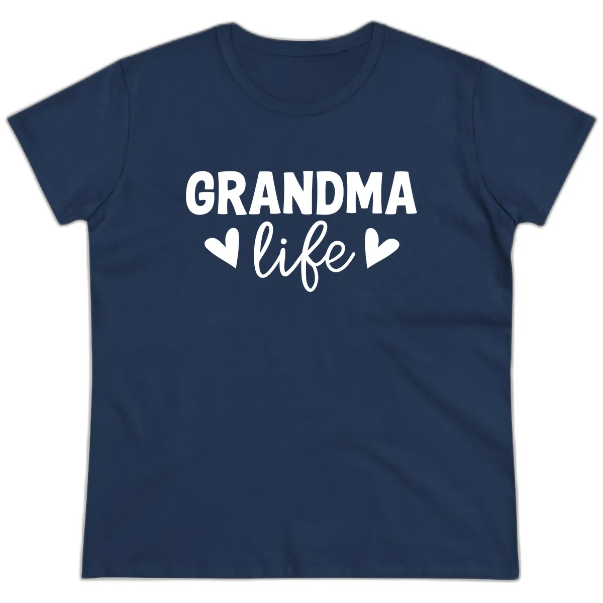 Grandma Life Typography Design Ladies Tee in Navy