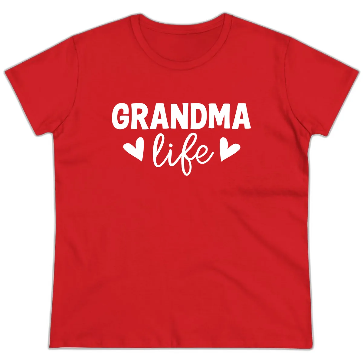 Grandma Life Typography Design Ladies Tee in Red