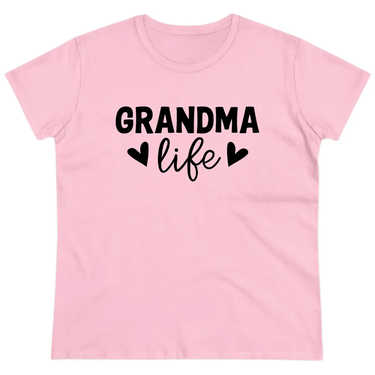 Grandma Life Typography Design Ladies Tee in Light Pink