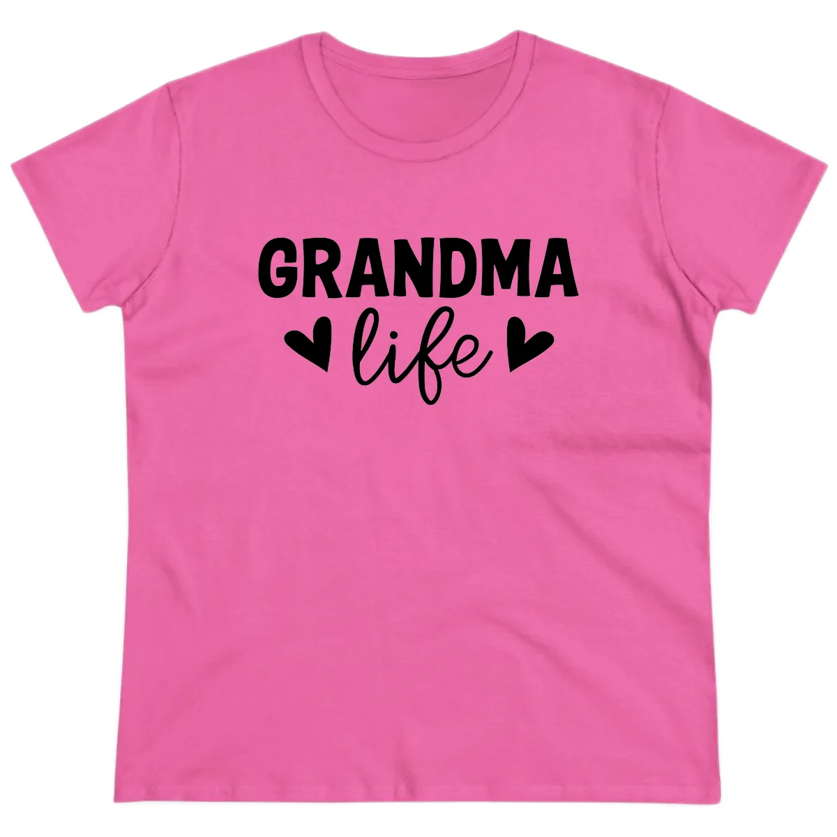 Grandma Life Typography Design Ladies Tee in Azalea