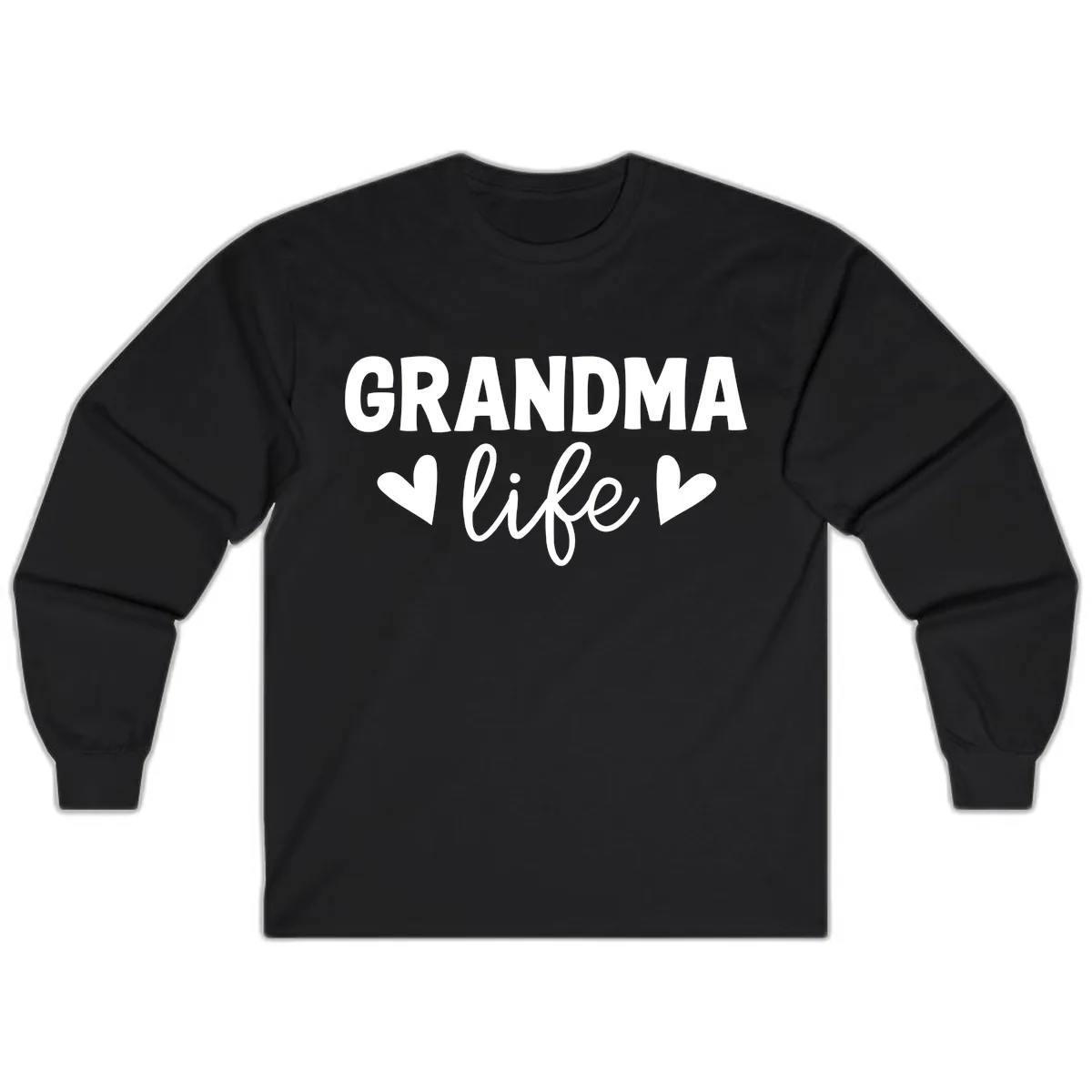 Grandma Life Typography Design Long Sleeve in Black