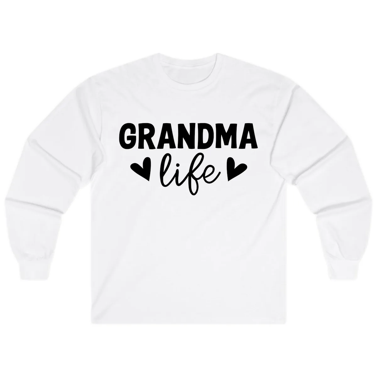 Grandma Life Typography Design Long Sleeve in White