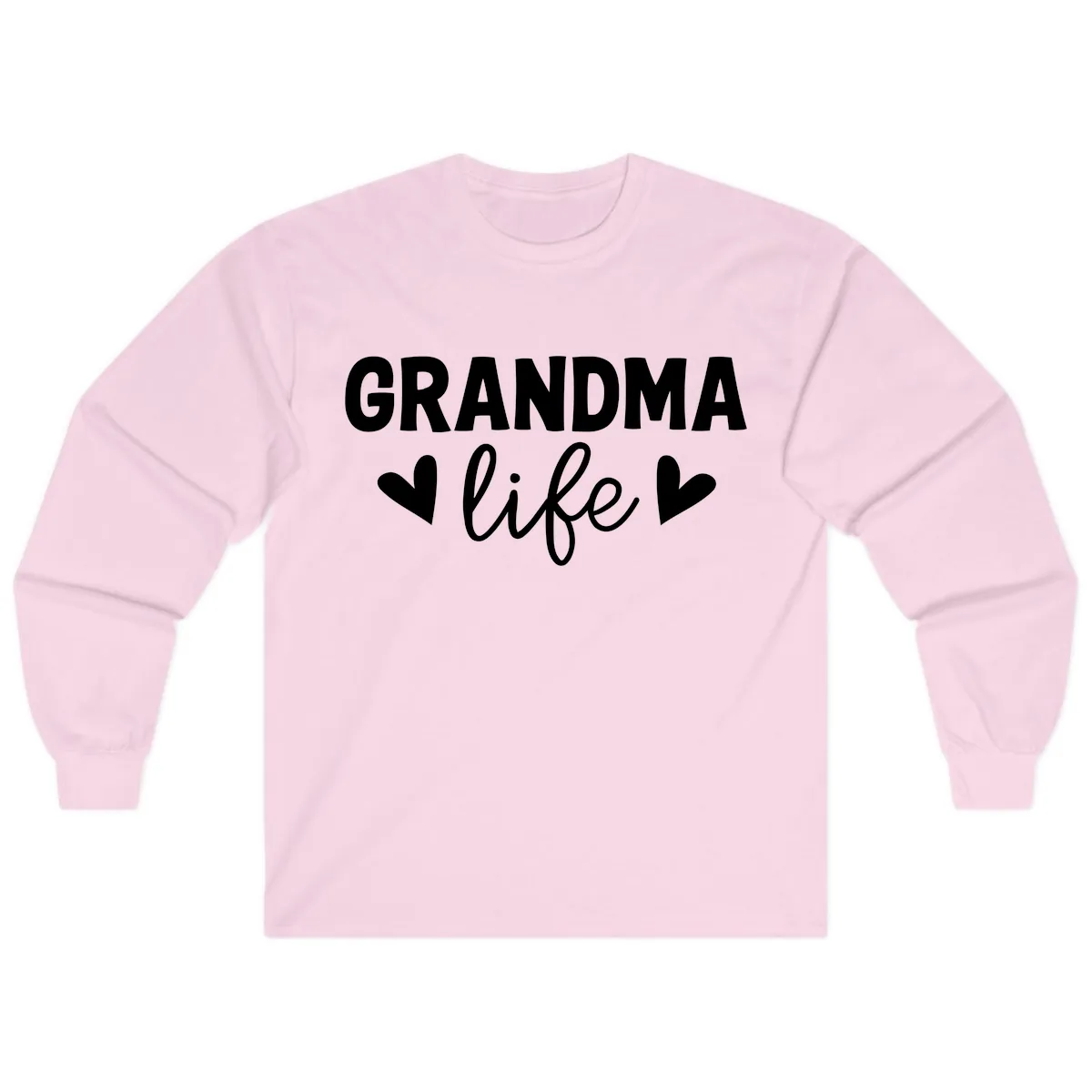 Grandma Life Typography Design Long Sleeve in Light Pink
