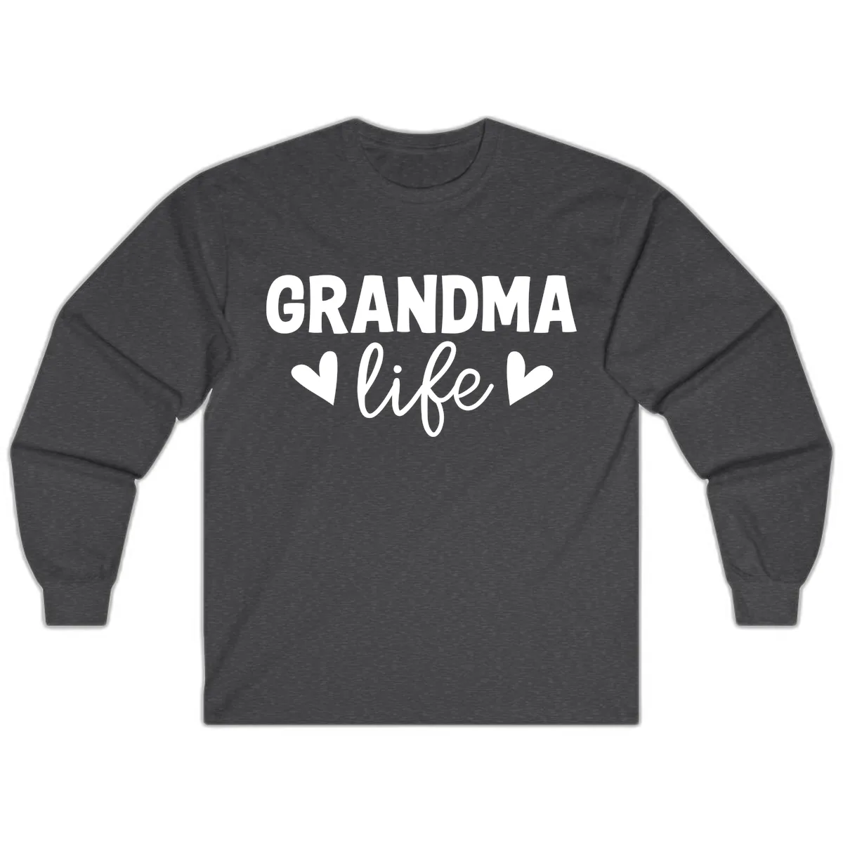 Grandma Life Typography Design Long Sleeve in Dark Heather