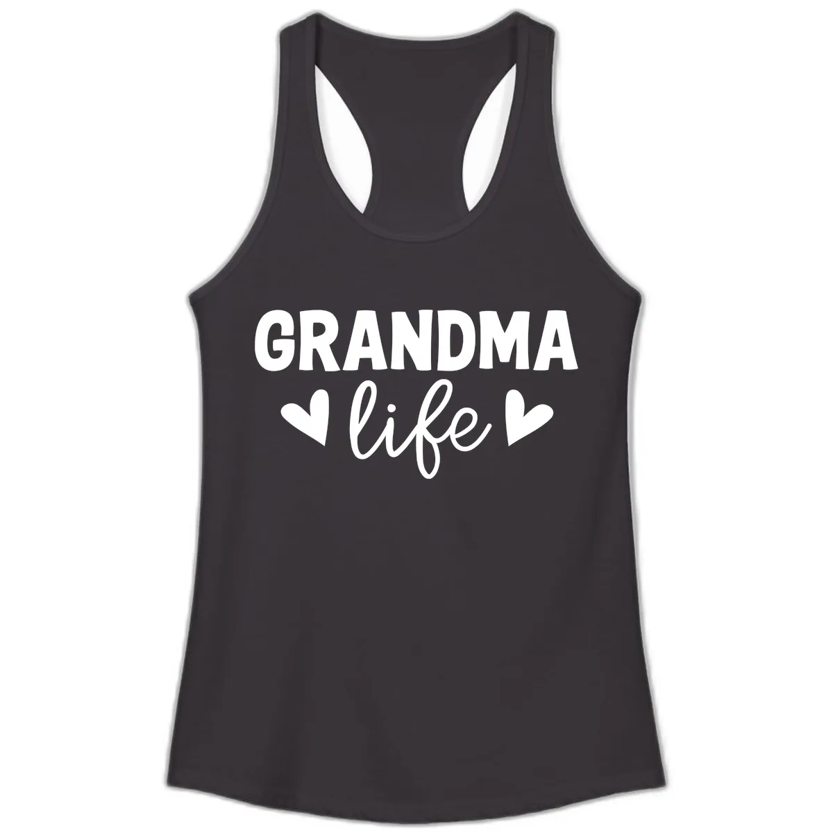 Grandma Life Typography Design Ladies Tank in Black